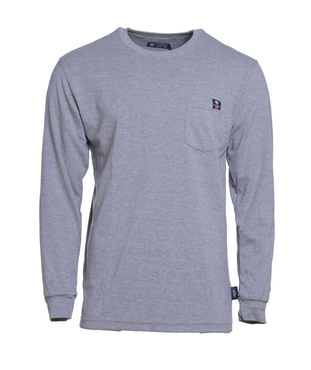 TYNDALE Mens FRMC Interlock Long Sleeve T-Shirt 2X-Long Length Grey Crewneck NWT